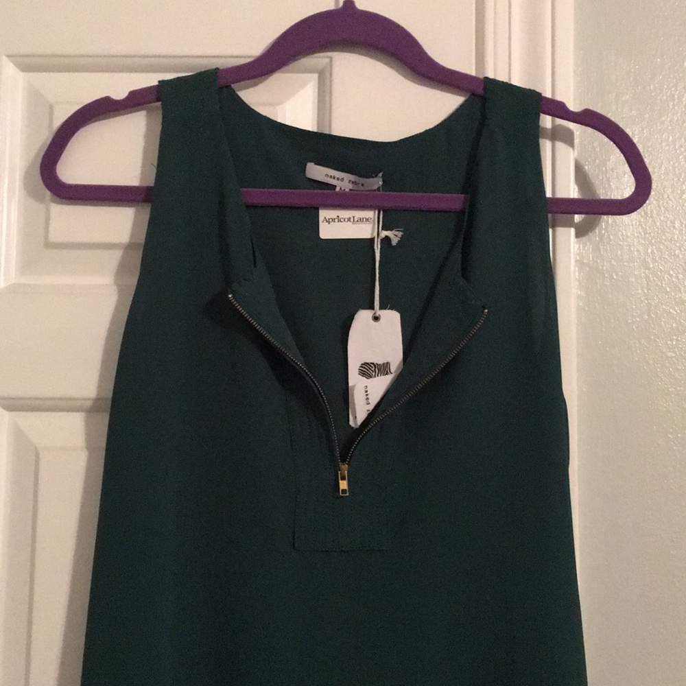 Naked Zebra green zipper tank top